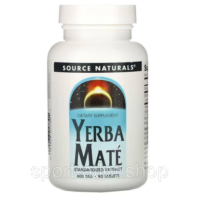 Натуральна добавка Source Naturals Yerba Mate 600 mg, 90 таблеток