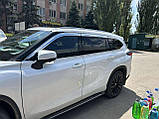 Дефлектори вікон хромовані, вітровики Toyota Highlander 2020- (6шт./Autoclover/Корея), фото 2