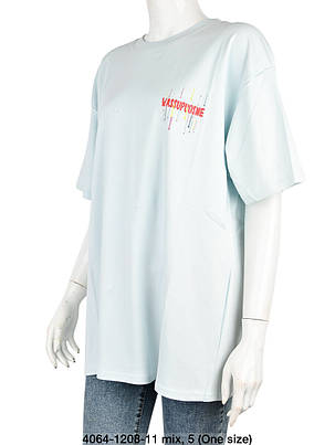 Футболка жіноча 100% котон оптом (One size) Китай 4064-137201, фото 1