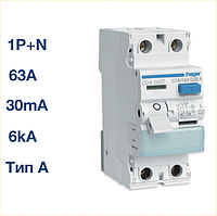 CDA263D Hager - ПЗВ (УЗО) 2п 63A 30mA тип A 6kA