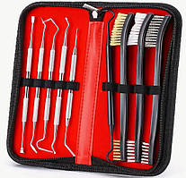 Набір для чищення зброї, 9 штук: щітки та пікселі з подвійним кінцем