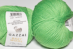 Пряжа Baby wool gazzal-821 салат
