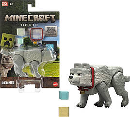 Колекційна фігурка вовка Денніс Майнкрафт : фільм  "Minecraft Movie" Dennis The Wolf