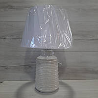 Настольная лампа с абажуром, керамика и текстиль Sirius , кремовая с белым, Е14