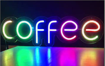 Неонова LED вивіска Coffee 48х15 см з USB-шнуром