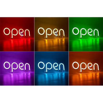 Неонова LED вивіска Open 400х130мм smart з пультом