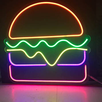 Неонова LED вивіска Бургер 500х485мм