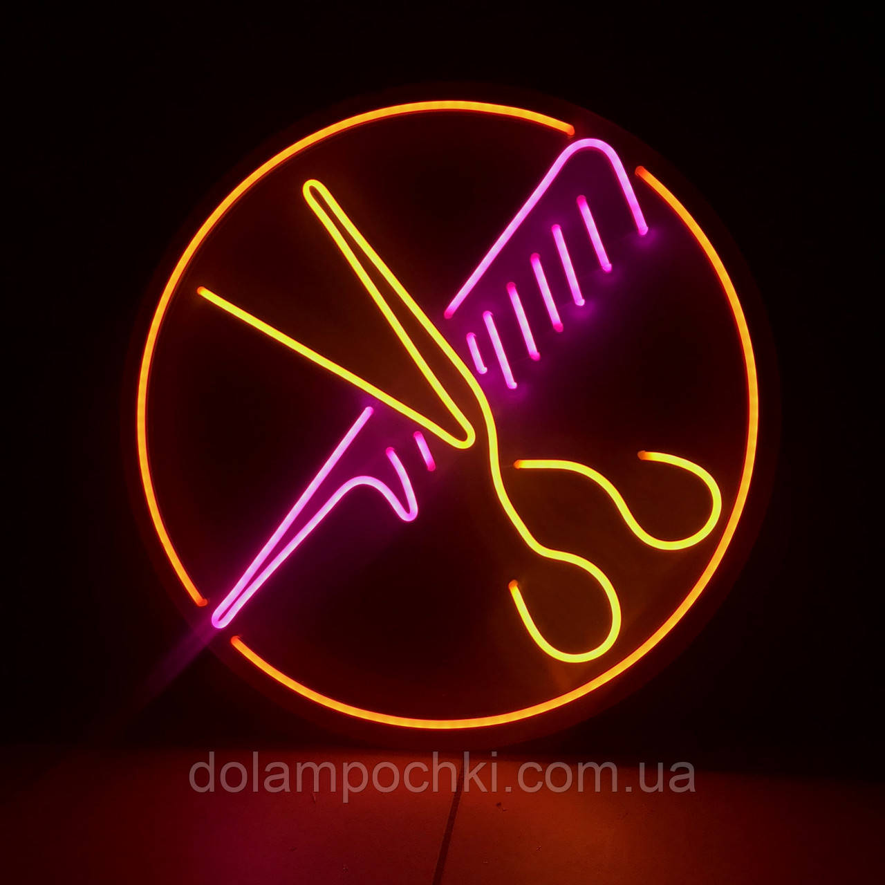 Неонова LED вивіска Для салону краси ножиці_2; 500х500, фото 1