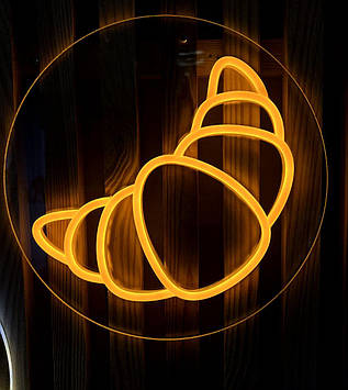 Вивіска Для кав'ярні кругла 30 см з USB-шнуром Жовто-блакитна Жовтий