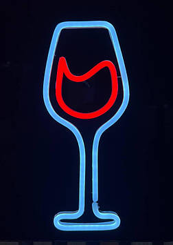 Вивіска Для кав'ярні кругла 30 см з USB-шнуром Жовто-блакитна Блакитно-червоний