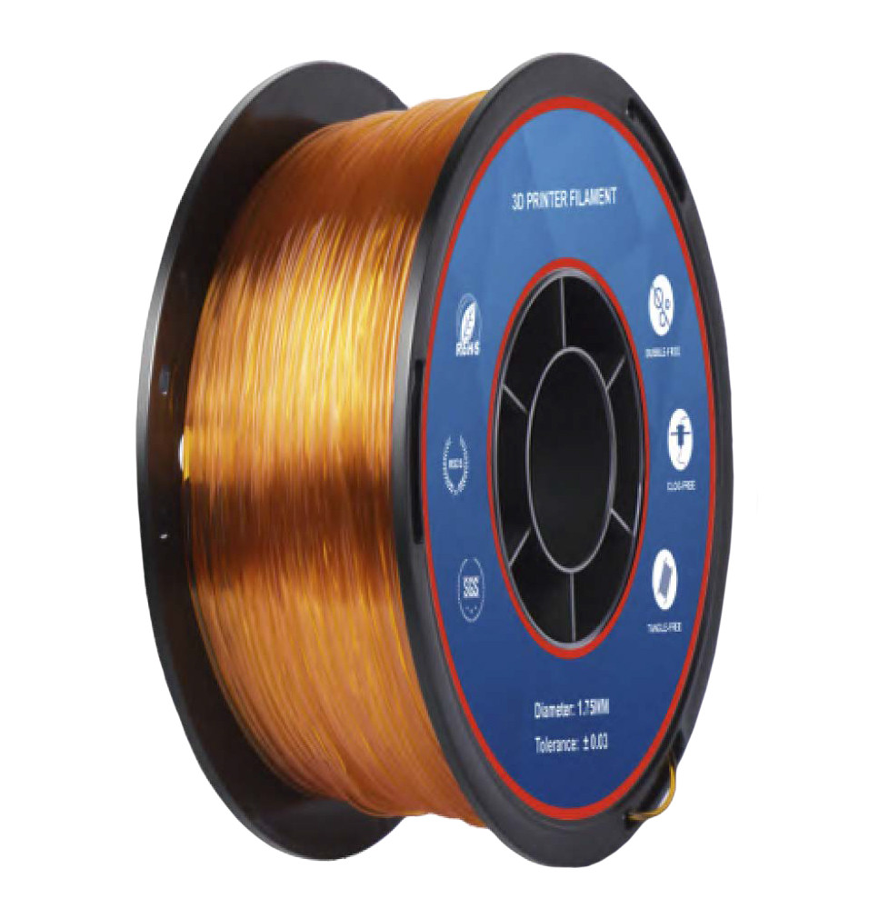 TPU нитка для 3D-друку, 1 кг, 1.75 мм, прозорий оранжевий