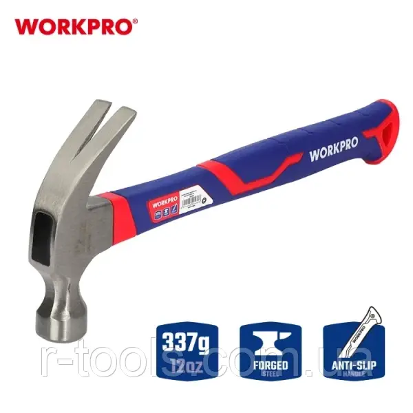 Молоток столярний скловолоконна ручка 337 г Workpro PRO WP241010