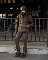Зимова тактична куртка Hunter Softshell жіноча флісова підкладка, хакі, водовідштовхувальна, вітрозахисна