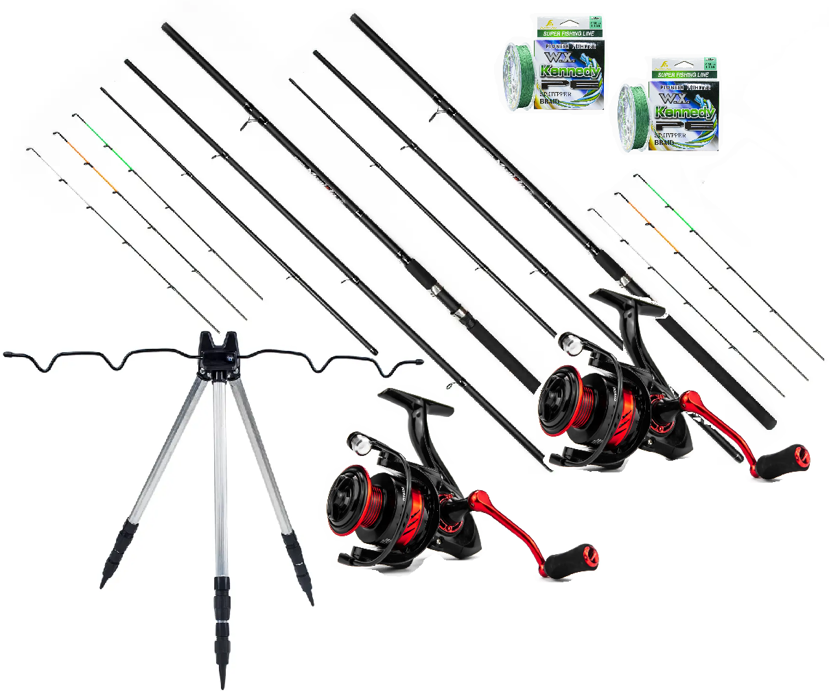 Фідерний готовий набір на 2 вудилища Magista 3,60 м тест 50/100/150 г + Катушка + Шнур + Тринога