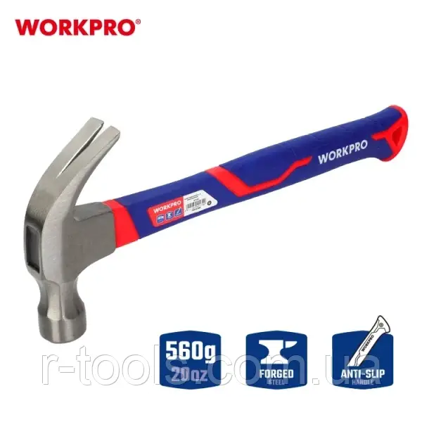 Молоток столярний скловолоконна ручка 560 г Workpro PRO WP241012