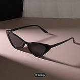 Жіночі сонцезахисні окуляри-лисички, чорні, фото 2