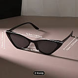 Жіночі сонцезахисні окуляри-лисички, чорні, фото 3