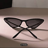 Жіночі сонцезахисні окуляри-лисички, чорні, фото 4