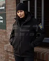 Куртка жіноча тактична зимова Hunter Softshell чорна, флісова підкладка, водовідштовхувальна, стандарт поліції