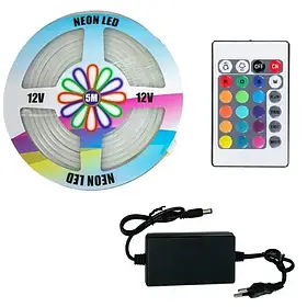 Стрічка силіконова LED NEON 5м Різнокольорова 12V-220V