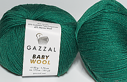 Пряжа Baby wool gazzal-814 темно-зелений