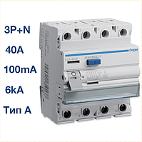 CEA440D Hager - ПЗВ (УЗО) 4P 6kA 40A 100mA тип A