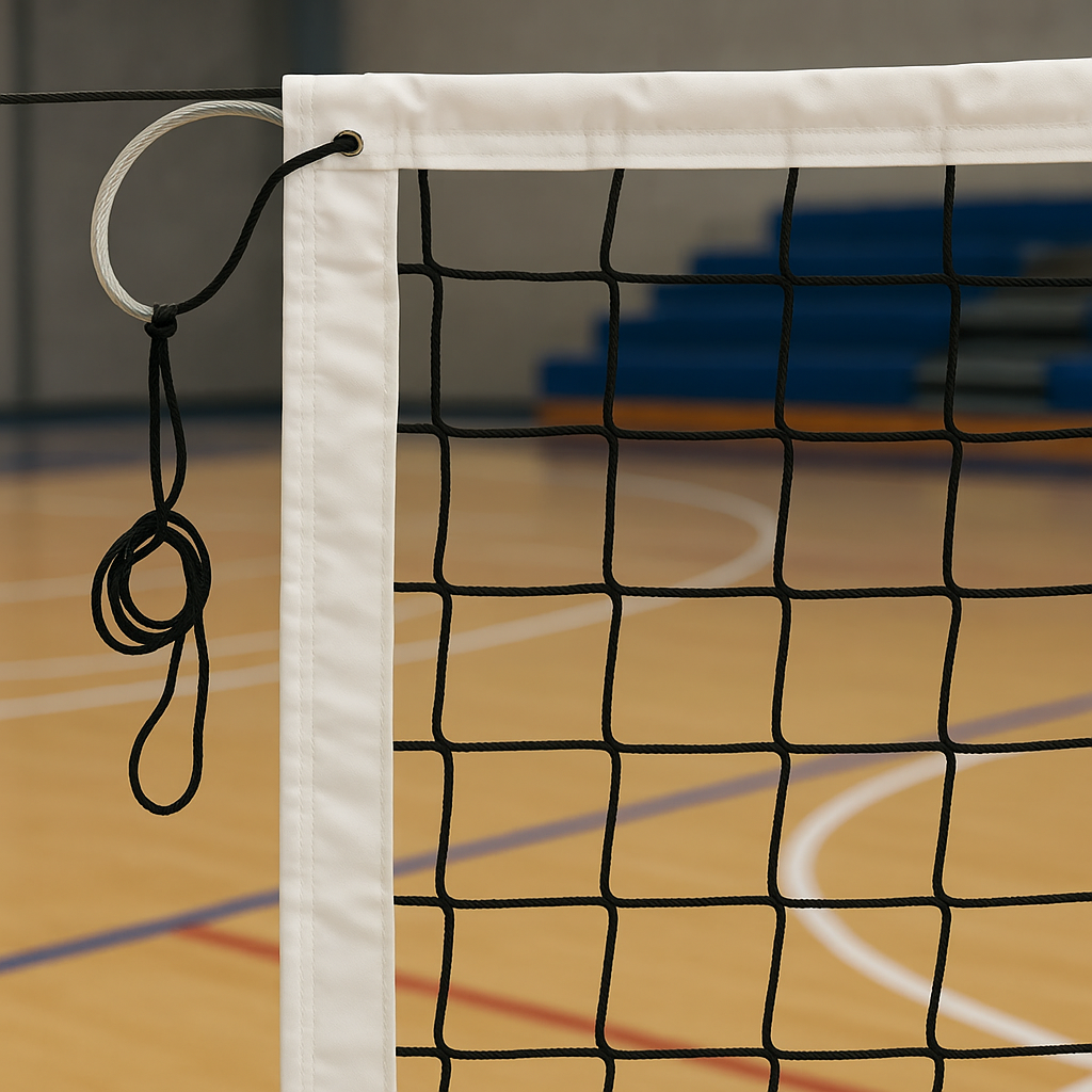 Сітка волейбольна без-вузлова «Еліт 15 норма» з тросом, сітка для волейболу, чорно-біла, фото 1