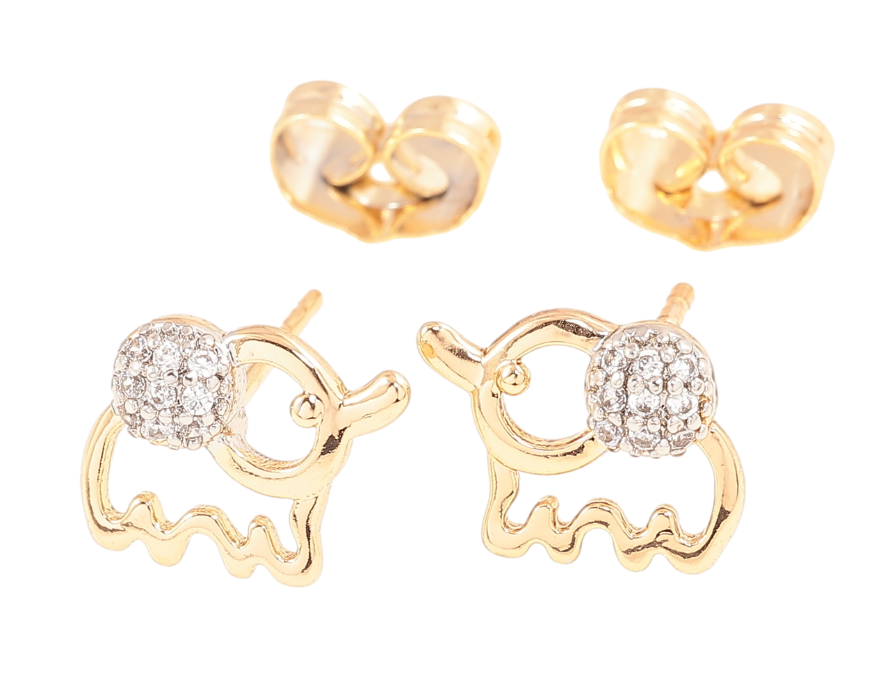 Сережки дитячі Xuping Позолота 18K + Родій пусети «Слоненята з кристалами», фото 1