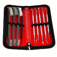 Набір для чищення зброї, 9 штук: щітки та пікселі з подвійним кінцем