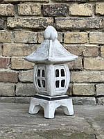 Скульптура кам'яний ліхтар, фігура японський ліхтарик, ліхтарик з арт-бетону в сіро-чорному кольорі 45 см