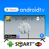 Телевізор ELENBERG 34" Smart TV | Android 15, Full HD, USB, DVB-T2, голосовий контроль