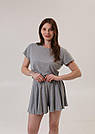Жіноча піжама з шортами та футболкою-топом РУБЧИК СІРИЙ DC 323/324, фото 2