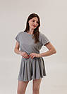 Жіноча піжама з шортами та футболкою-топом РУБЧИК СІРИЙ DC 323/324, фото 8