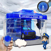 Ігровий набір з автомийкою Паркінг поліції 3 предмети Гараж із рацією для поліцейської машини Світло звук мікрофон