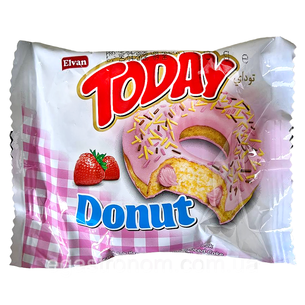 Пончик з полуничною начинкою Тудей Today 50g 24шт/ящ (Код: 00-00017704)