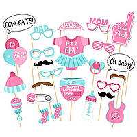 Бутафорія до народження дитини дівчинки 25 деталей one size рожево-блакитний