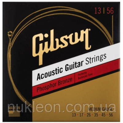 Популярний! Струни для гітари Gibson SAG-PB13 Phosphor Bronze Acoustic Guitar Strings Medium (13-56) (230480) - Краща якість