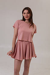 Жіноча піжама з шортами та футболкою-топом РОЖЕВА ПУДРА DC 323/324