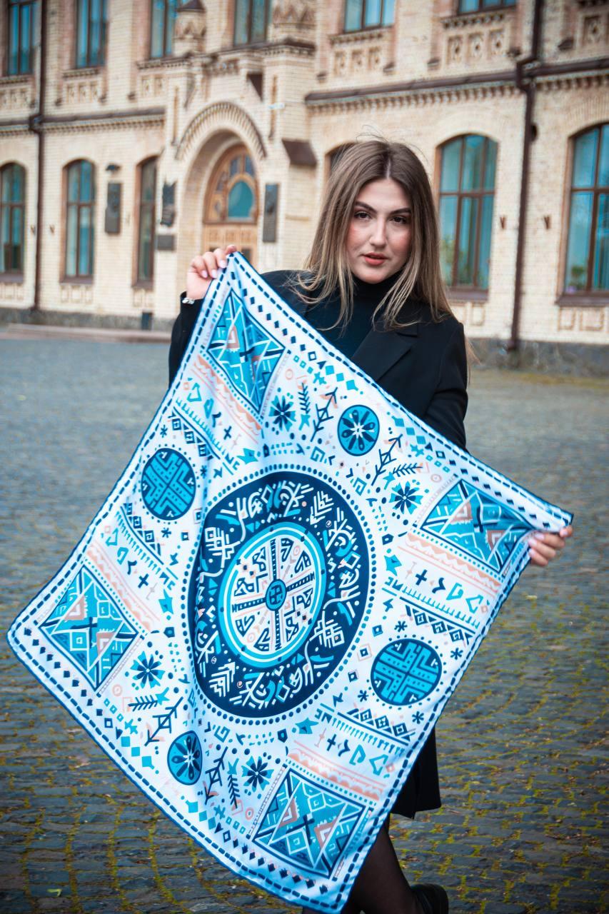 Велика дизайнерська хустка My Scarf "Круговорот життя 90 на 90 см, фото 1