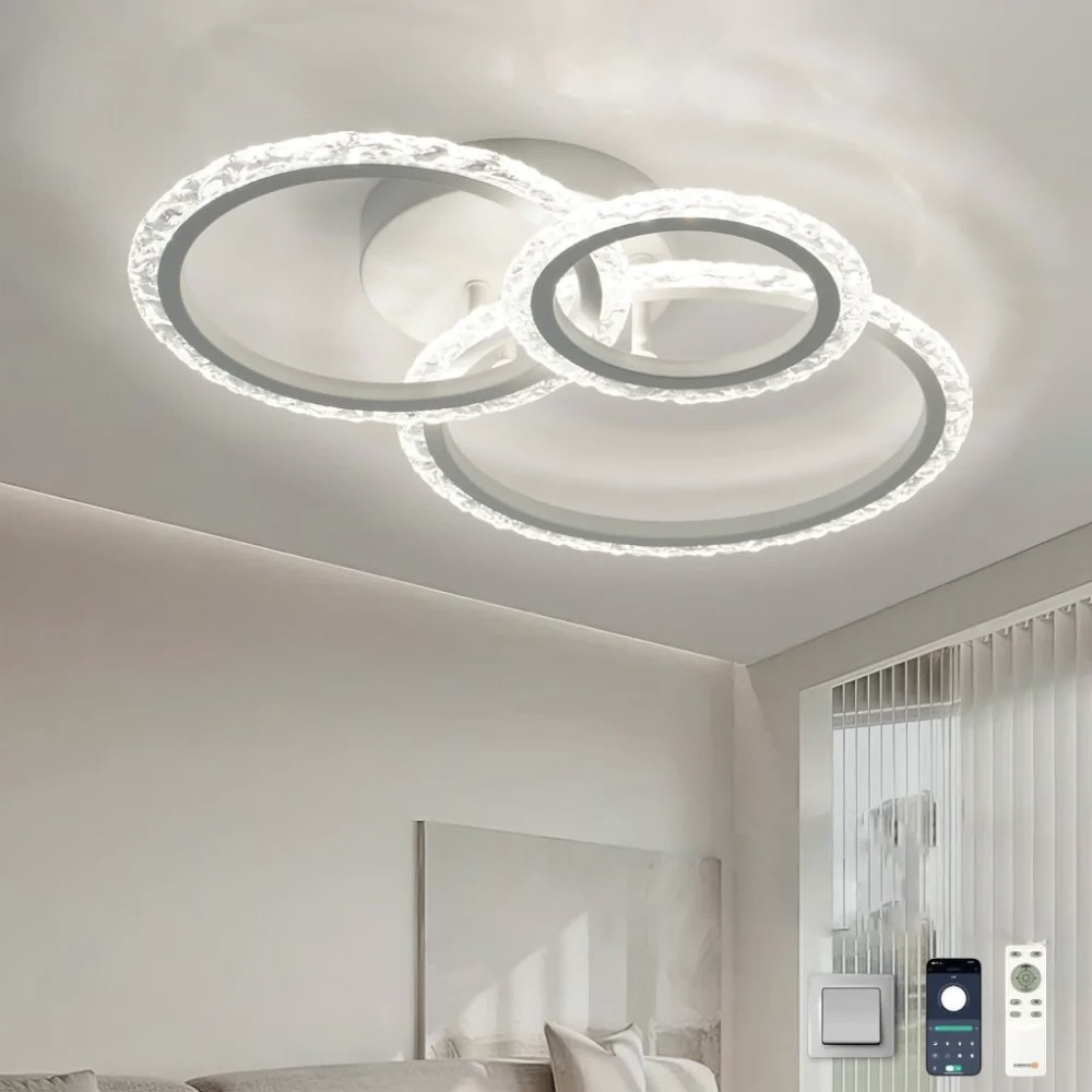 Світлодіодна Led-люстра з пультом керування у білому корпусі на 70 Вт, освітлення до 15 м², фото 1