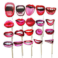 Бутафорія для фото Губи 20 деталей one size червоний