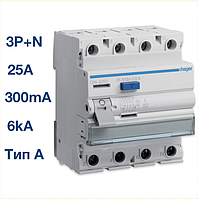 CFA425D Hager - ПЗВ (УЗО) 4P 6kA 25A 300mA тип A