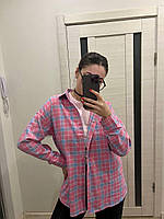 Стильна жіноча картата сорочка на кнопках (Розмір S,M, L), Рожева