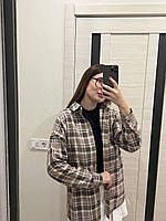 Стильна жіноча сорочка в карту на кнопках (Розмір S, M, L), Коричнева