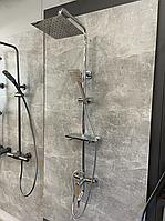 Душова система Plava 1005 Chrome Qtap, латунь, з поличкою та регульованим тримачем