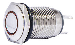 TYJ 16-261  Кнопка металева пласка з підсвічуванням, 1NO+1NC, червона  220V.