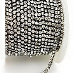 Стразовий ланцюг ss6 (2 мм) 1 м Crystal nickel