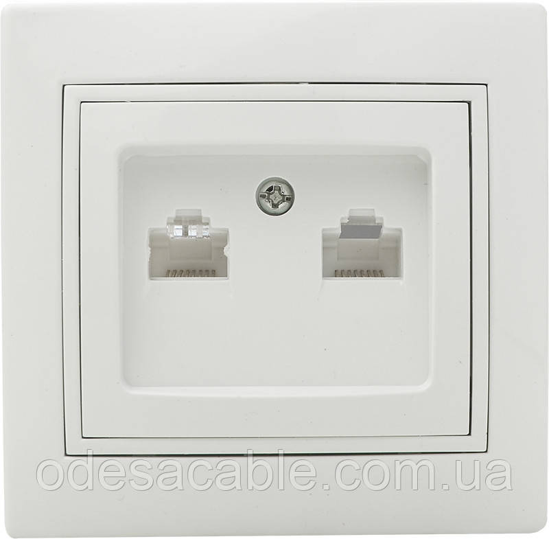 Розетка комп’ютерна подвійна РВcomсб-2-Fl-W