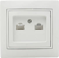 Розетка комп’ютерна подвійна РВcomсб-2-Fl-W