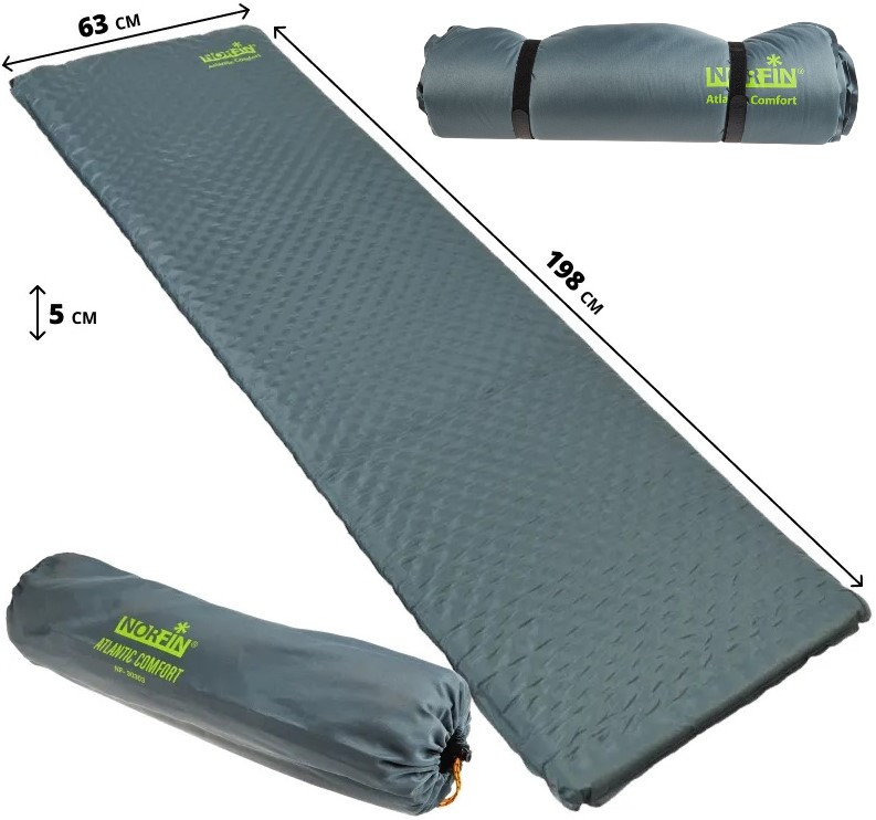 Самонадувний туристичний килимок Norfin Atlantic Comfort, 5 см | Компактний та комфортний каремат для ідеального сну на природі
